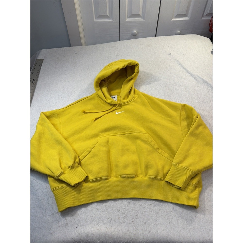 Nike Sportswear Phoenix Women's Hoodie Center Swoosh Yellow Oversized Medium